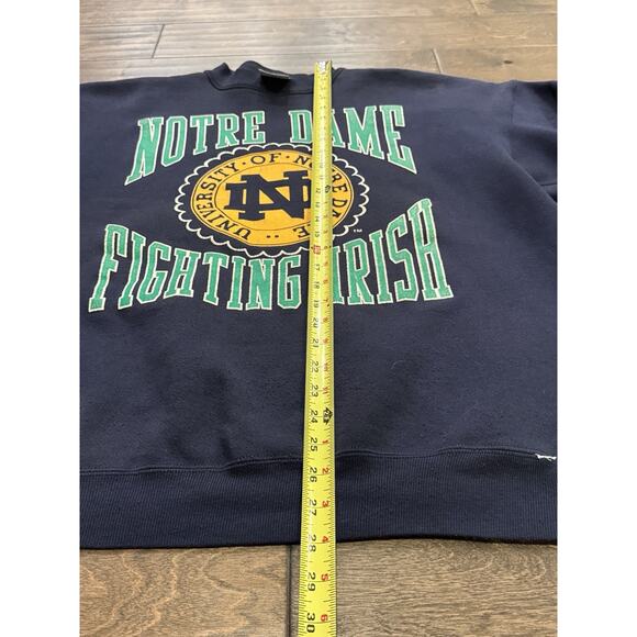 Vintage 90s Logo 7 Heavyweight Mens Navy Notre Dame Fighting Irish Sweatshirt XL - Picture 7 of 13
